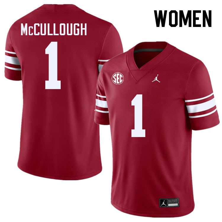 Women #1 Dasan McCullough Oklahoma Sooners 2024 SEC Conference College Football Jerseys-Throwback